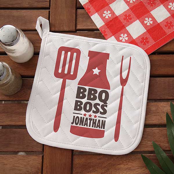 Personalized BBQ Boss Aprons & Potholders - 27947