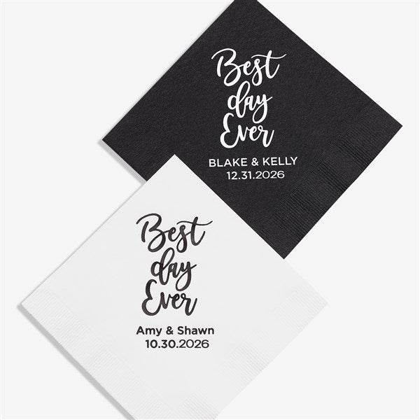 Best Day Ever Personalized Wedding Elegance Napkins - 27982D