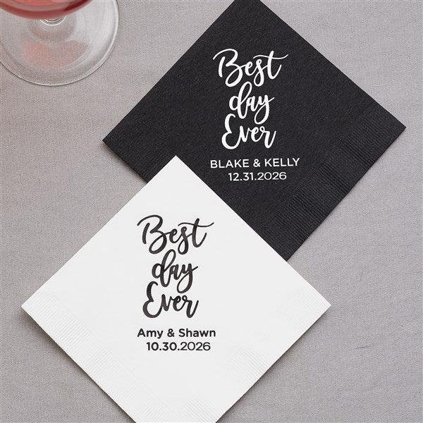Best Day Ever Personalized Wedding Elegance Napkins - 27982D
