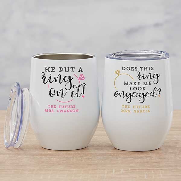 Do I Look Engaged? Personalized Stainless Steel Wine Cups - 28012