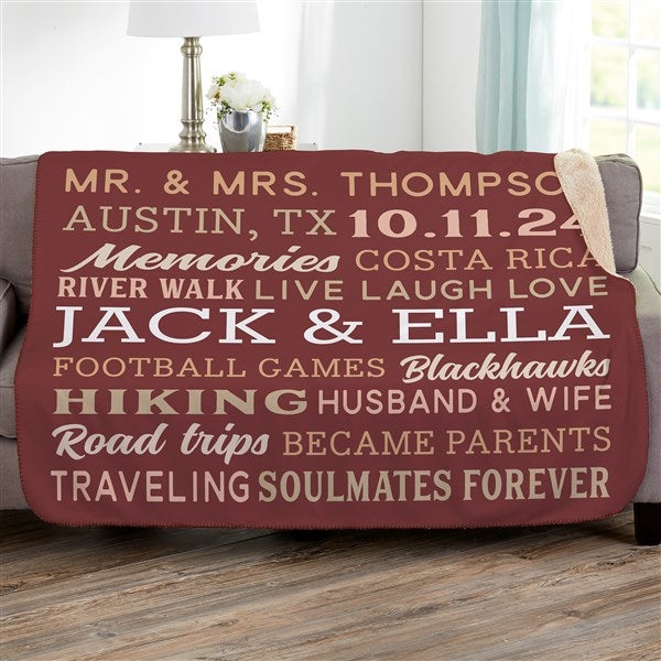 Relationship Memories Personalized Couples Blankets - 28024
