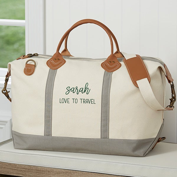 Scripty Style Embroidered Canvas Duffel Bags - 28032