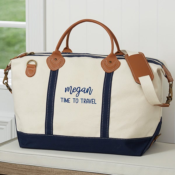 Scripty Style Embroidered Canvas Duffel Bags - 28032