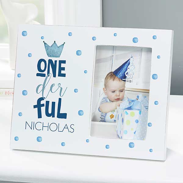 Onederful Boy First Birthday Personalized Picture Frame - 28050