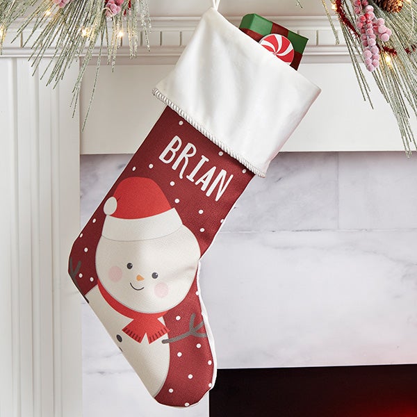 Burgandy Star Design Polar Fleece Christmas Stocking Home Décor ...