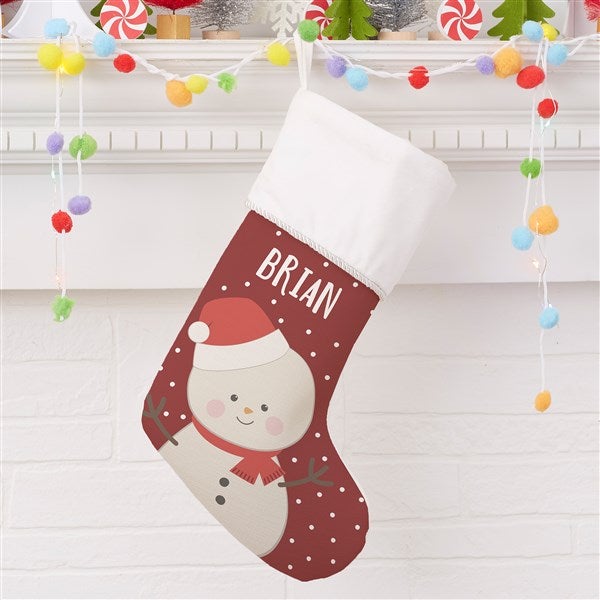 Holly Jolly Snowman Personalized Ivory Christmas Stocking