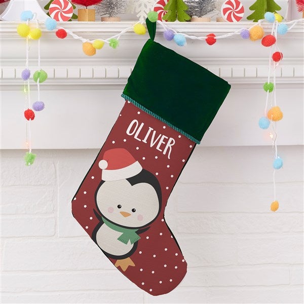 Holly Jolly Characters Personalized Penguin Christmas Stockings - 28055