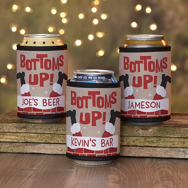 Bottoms Up Christmas Personalized Can & Bottle Wrap - 28078
