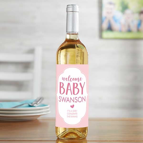 It's A Girl! Personalized New Baby Wine Bottle Label - 28080