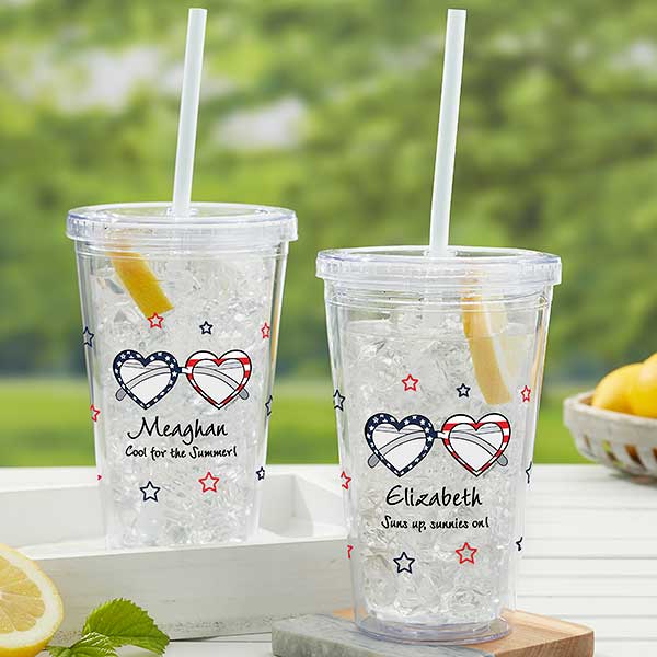 Patriotic Sunnies Personalized Acrylic Insulated Tumblers - 28090