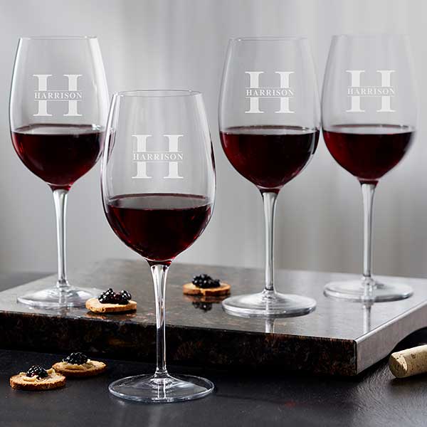 Luigi Bormioli Lavish Last Name Engraved Wine Glasses - 28100