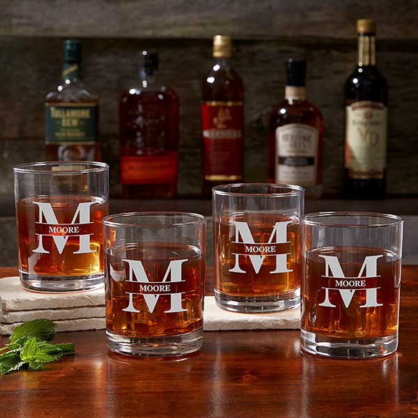 Craft Cocktail Set of 2 Double Old Fashioned Whiskey Glasses with Ice Molds