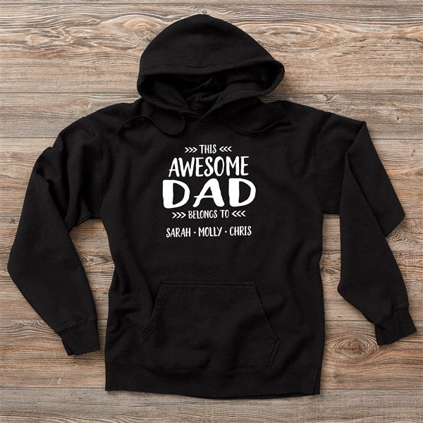 PersonalizationMall This Awesome Dad Belongs to Personalized Hanes ComfortWash Hoodie Adult X Large Concrete Grey