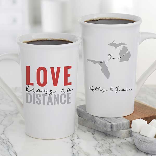 Love Knows No Distance Personalized 16 oz. Travel Tumbler for Mom