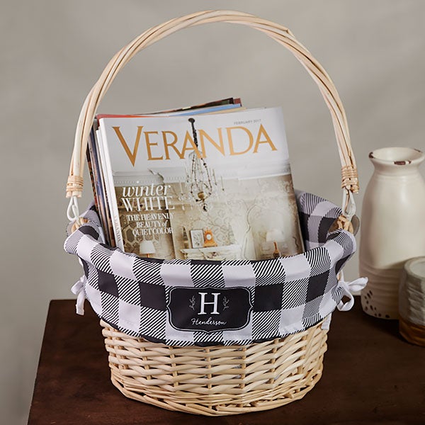 Black & White Personalized Storage Basket with DropDown Handle
