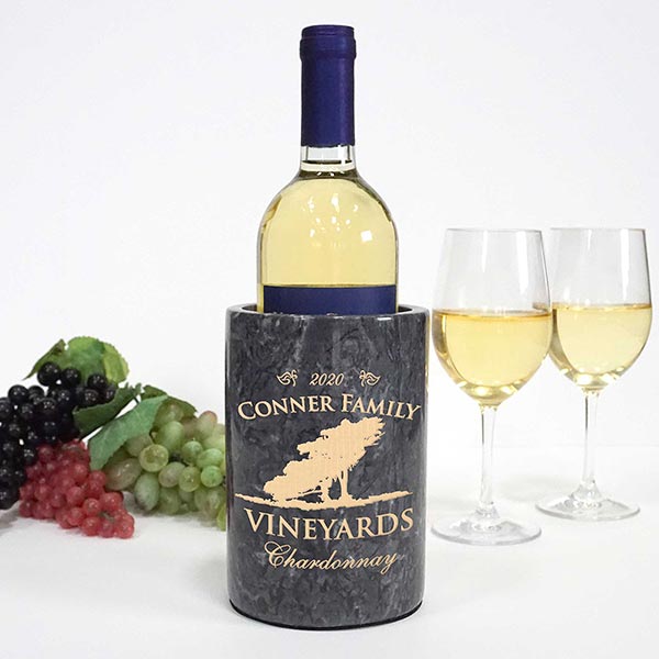 Personalized Marble Wine Chiller Black