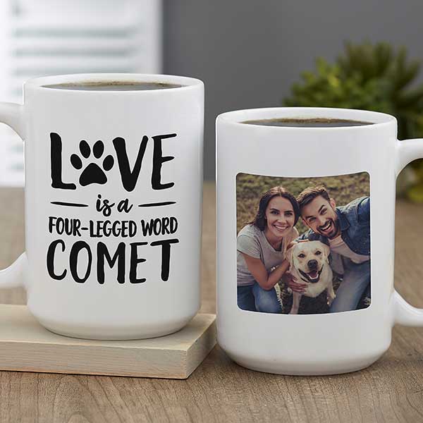 Love is a Four-Legged Word Personalized Coffee Mugs - 28215