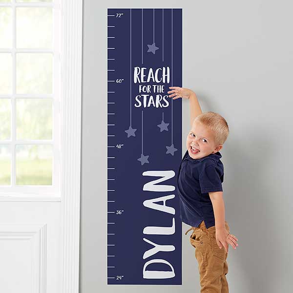 Reach For the Stars Personalized Growth Chart Wall Decal for Boys - 28216
