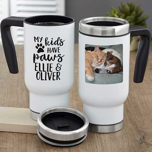 My Kids Have Paws Personalized 14 oz. Commuter Travel Mug - 28223