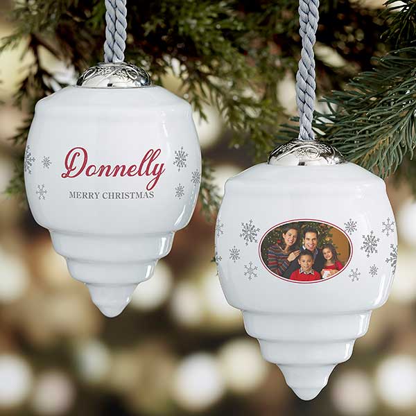 Family Photo Deluxe Personalized Christmas Drop Ornament - 28229
