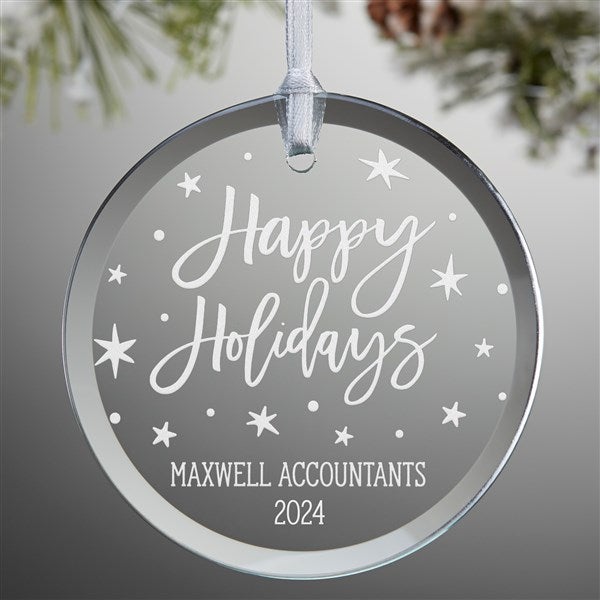 Holiday Greetings Personalized Glass Corporate Ornaments - 28232