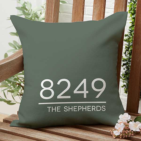 Home Address Personalized Outdoor Throw Pillows - 28234