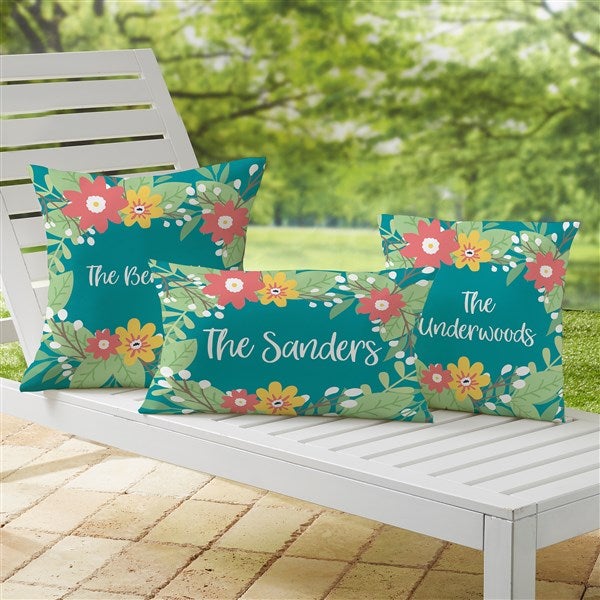 Summer Florals Personalized Outdoor Throw Pillows
