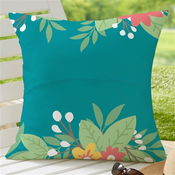 Summer Florals Personalized Outdoor Throw Pillow 20x20