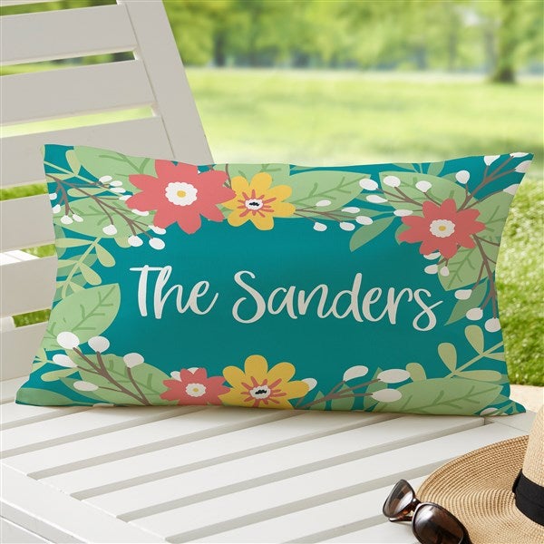 Summer Florals Personalized Outdoor Throw Pillows - 28235