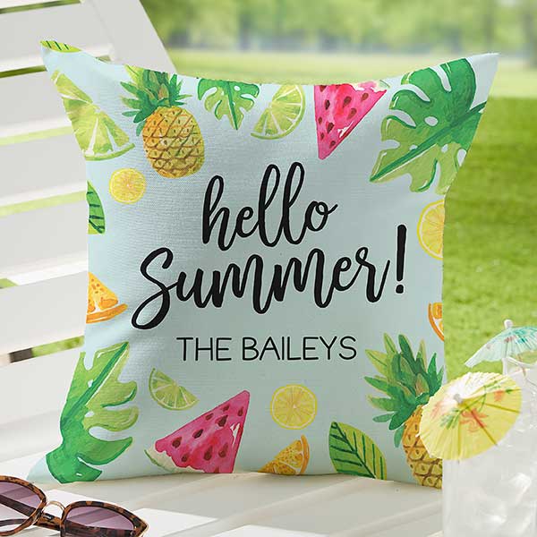Tropical Fruit Personalized 16-inch Outdoor Throw Pillow - 28236
