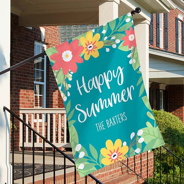 Summer Florals Personalized House Flag - 28240