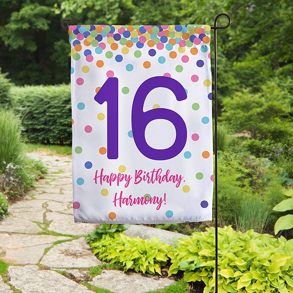 Birthday Confetti Personalized Garden Flag - 28260