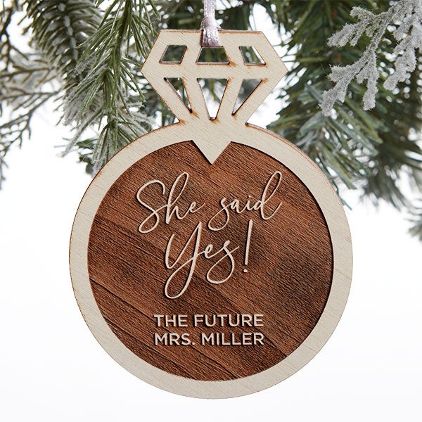 Engagement Ring Personalized Wood Ornaments - 28324