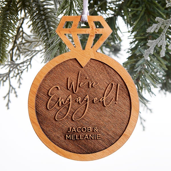 Engagement Ring Personalized Wood Ornaments - 28324