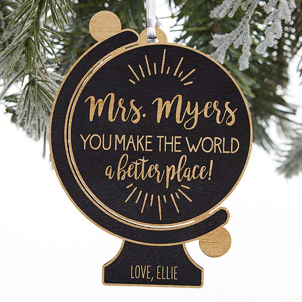 Globe For Teacher Personalized Wood Ornaments - 28325