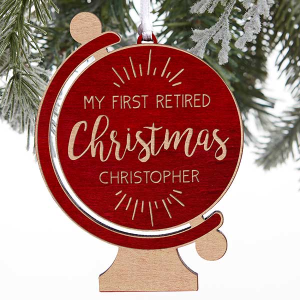 Retired Christmas Personalized Globe Wood Ornaments - 28326