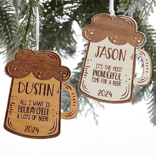 Beer Mug Engraved Wood Ornaments - 28330