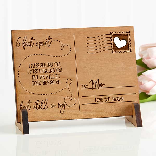 6 Feet Apart But Still In My Heart Personalized Wood Postcard - 28333