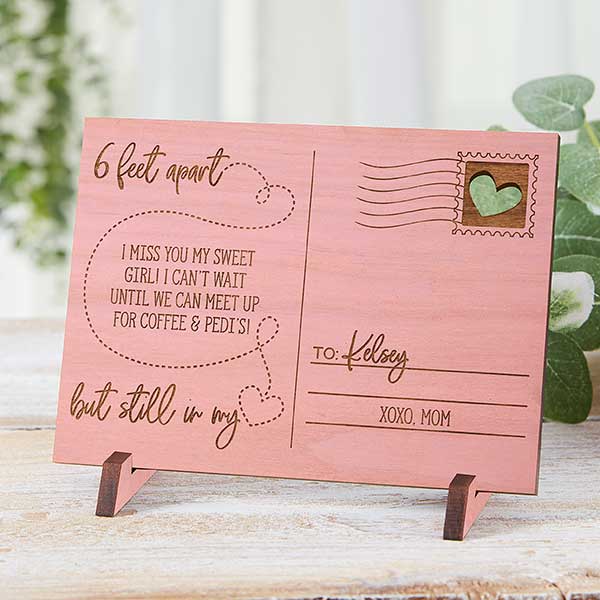 6 Feet Apart But Still In My Heart Personalized Wood Postcard - 28333