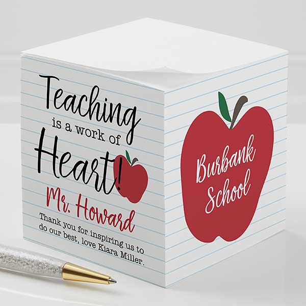 Teaching is a Work of Heart Personalized Paper Note Cube - 28337