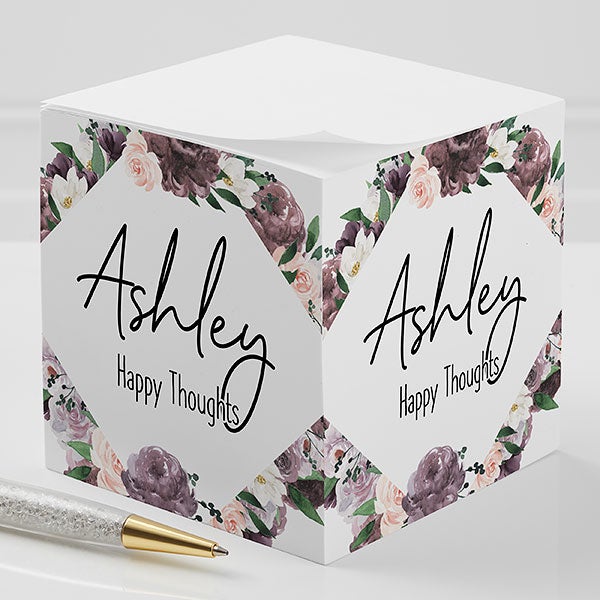 Colorful Floral Personalized Paper Note Cube - 28340