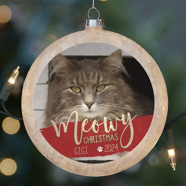 Merry Dog & Cat Lightable Frosted Glass Pet Photo Ornaments - 28345
