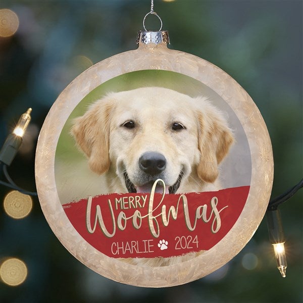 Merry Dog & Cat Lightable Frosted Glass Pet Photo Ornaments - 28345