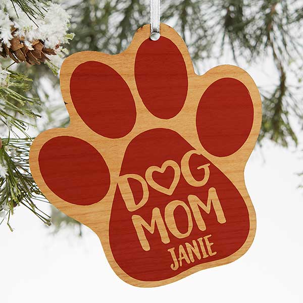 Laser Cut Dog Pet Paw Print Customizable Christmas Bauble