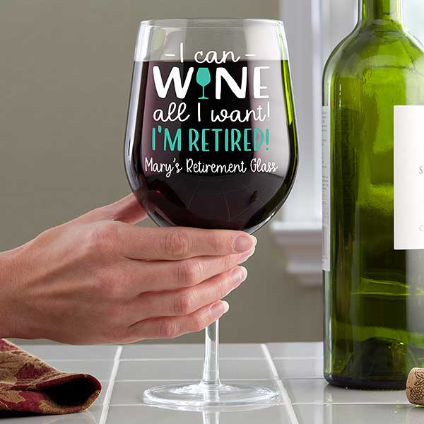 I'm Retired! Personalized Whole Bottle Oversized Wine Glass - 28364