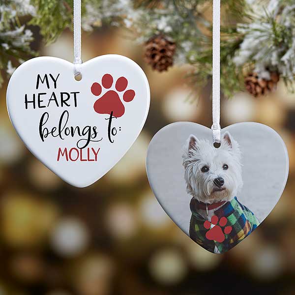 My Heart Belongs To Personalized Pet Heart Ornaments - 28386