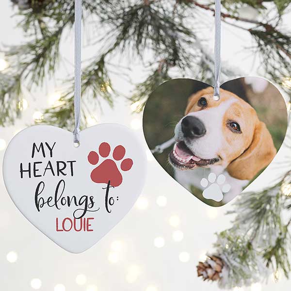 My Heart Belongs To Personalized Pet Heart Ornaments - 28386