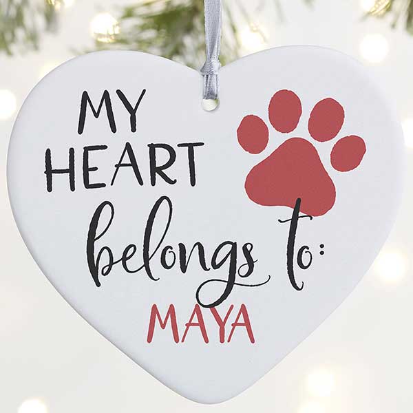 My Heart Belongs To Personalized Pet Heart Ornaments - 28386