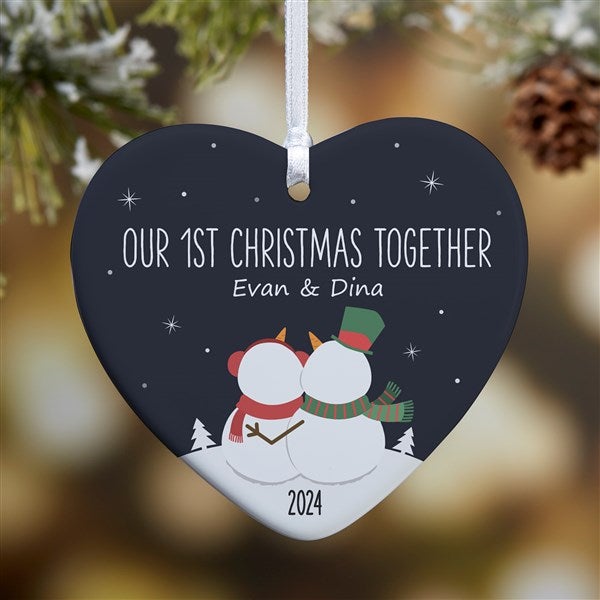 Snow Couple Personalized Heart Photo Ornaments - 28387