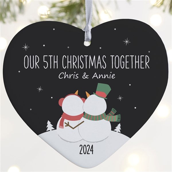 Snow Couple Personalized Heart Photo Ornaments - 28387